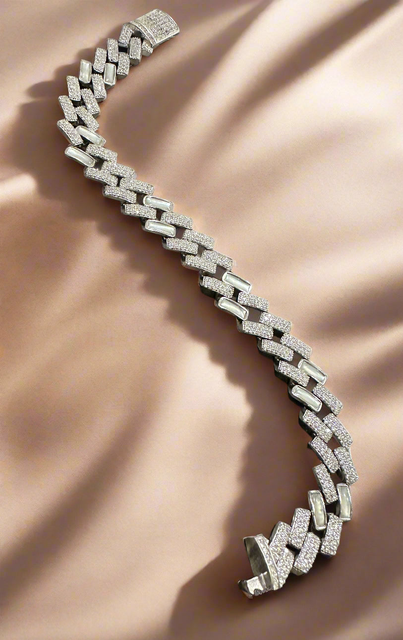 Men's Silver Iced Cuban Link Bracelet SMB05