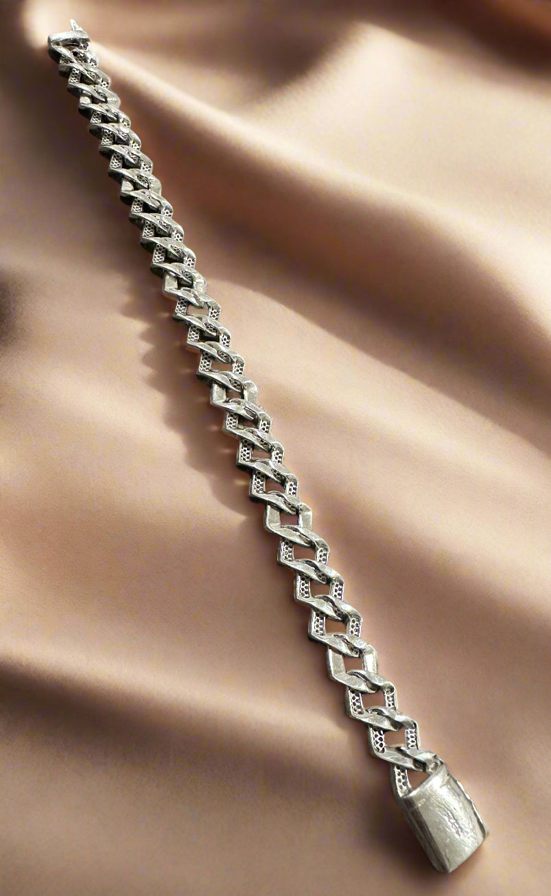 Men's Silver Iced Cuban Link Bracelet SMB05