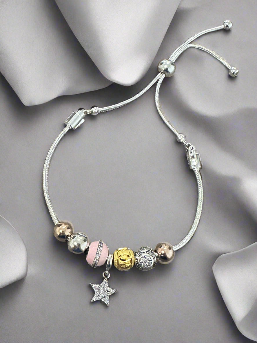 Ladies' Silver Star Charm Bracelet SLB08