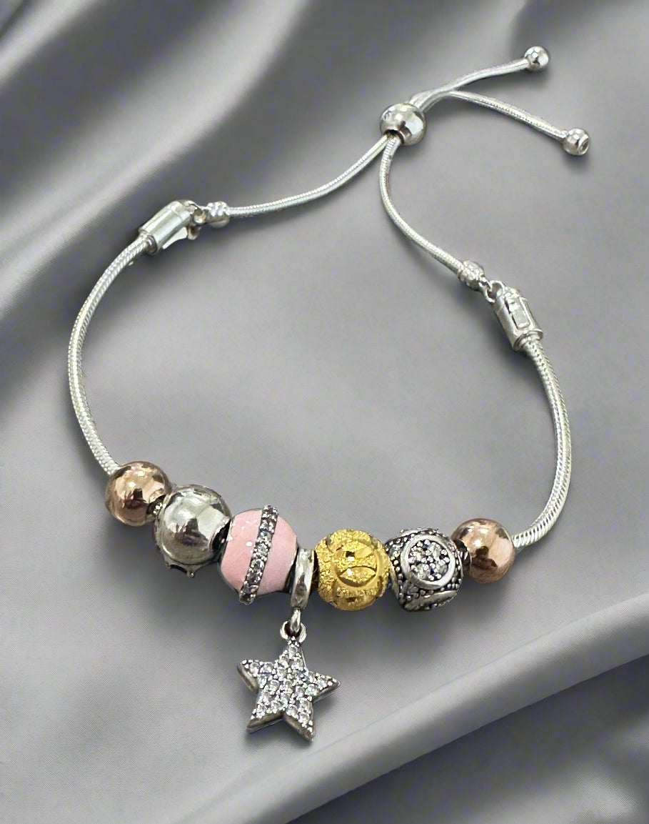 Ladies' Silver Star Charm Bracelet SLB08