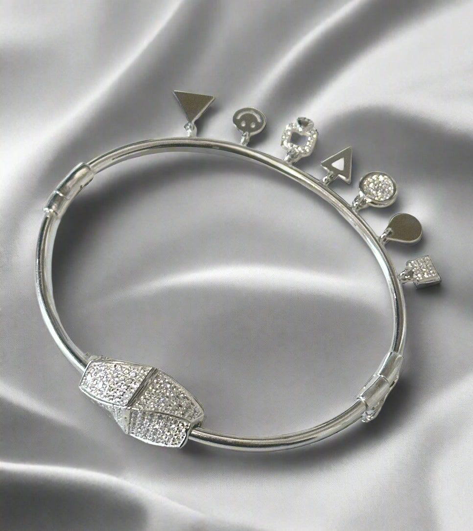 Ladies' Silver Pandora-Style Bangle Bracelet SLB13