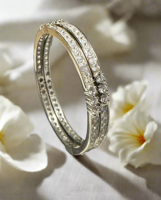 Baby Silver Sparkling Zircon Shagle Bangles SBS12