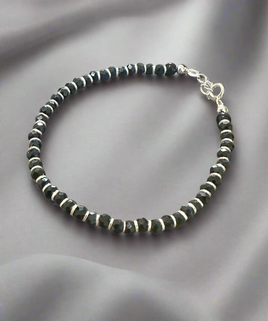 Silver Black Beaded Nazariya Bracelet SNB01