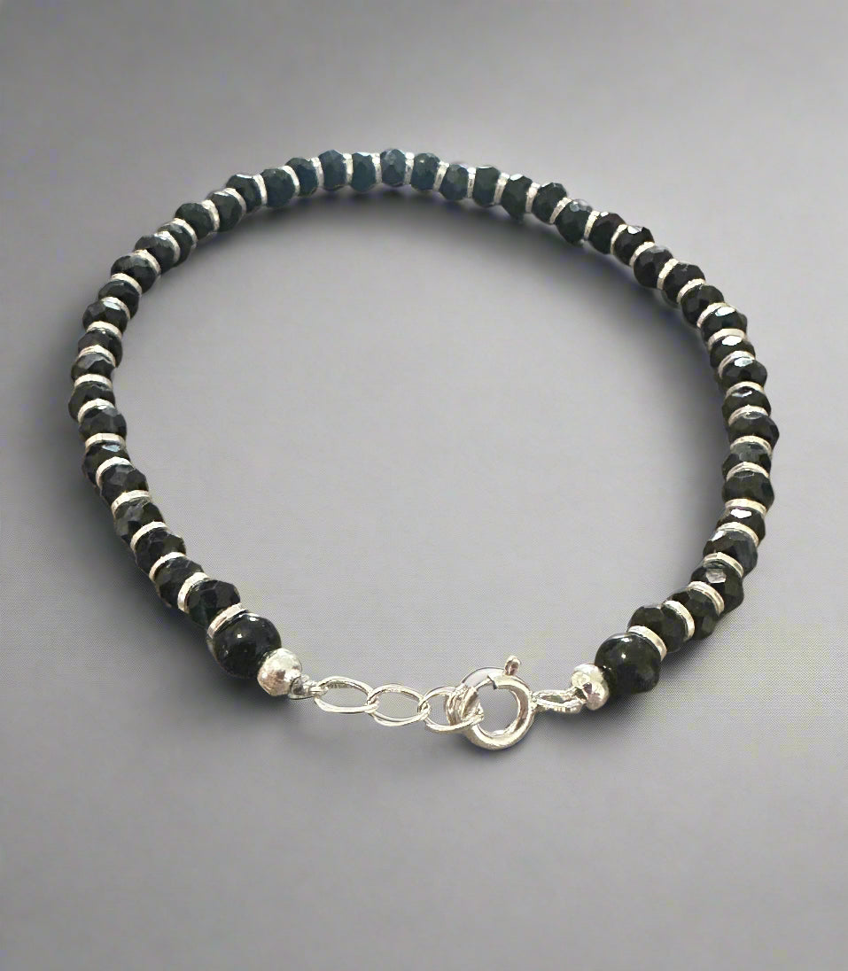 Silver Black Beaded Nazariya Bracelet SNB01