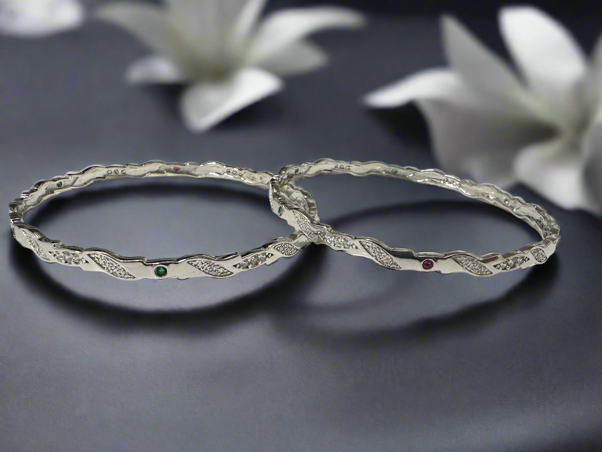 Ladies' Silver Twisted Vine-Inspired Bangles SLC04