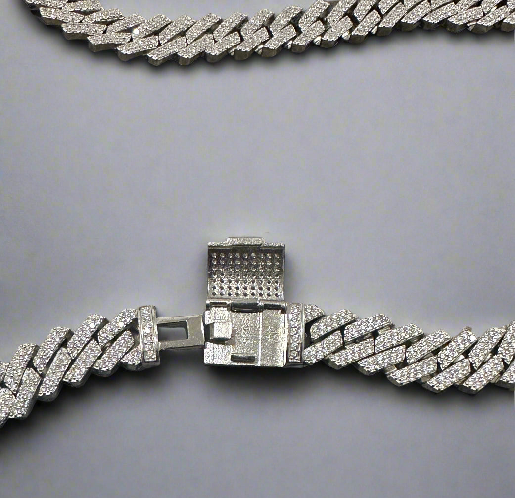 Men's 20.5" Silver Iced-Out Cuban Link Chain SMC05