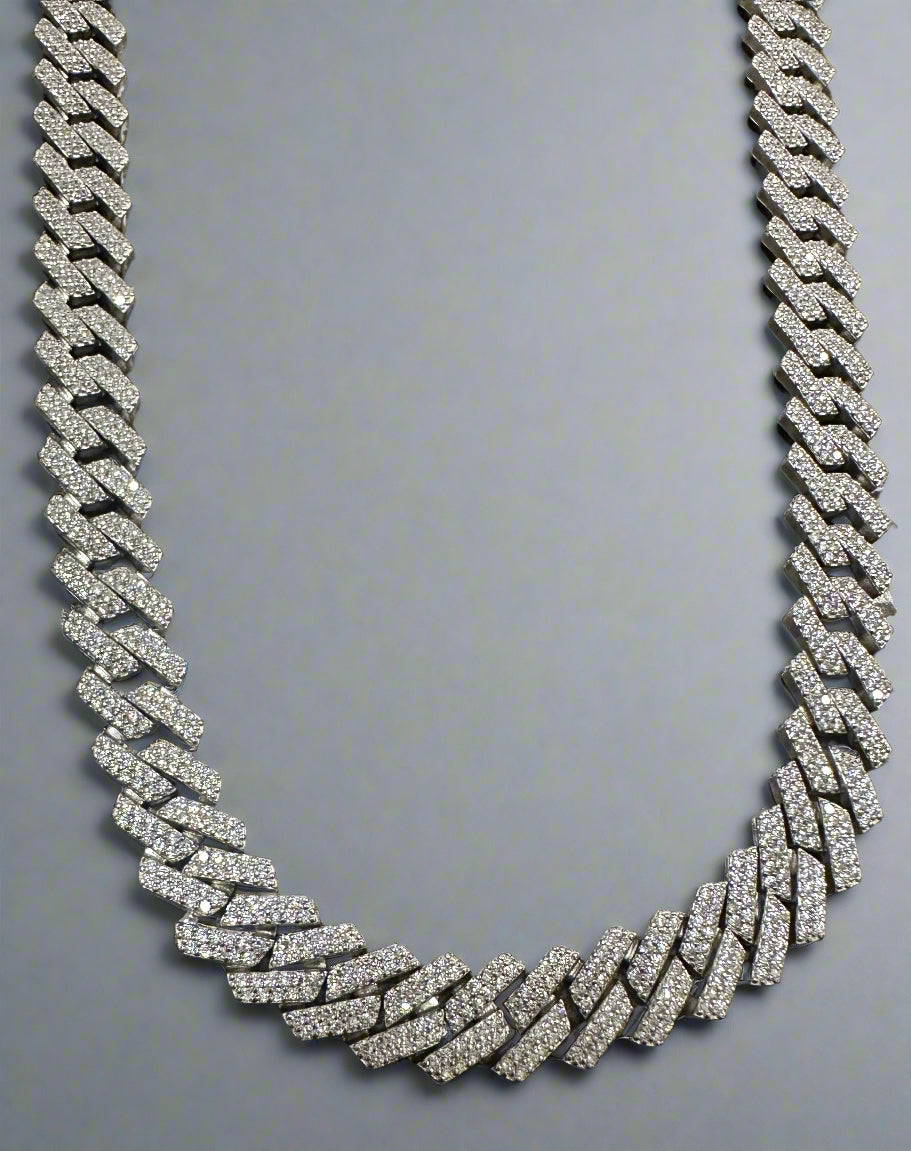 Men's 20.5" Silver Iced-Out Cuban Link Chain SMC05